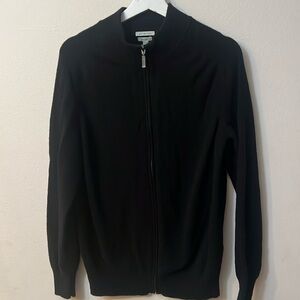 Benetton black classic sweater size L pit to pit 21” 💯 merino wool Italian yarn